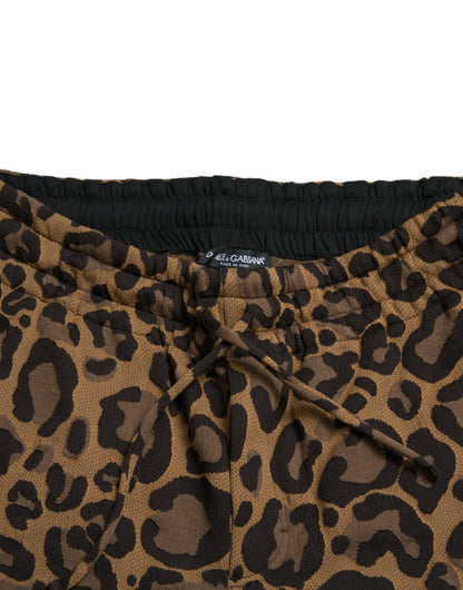 Dolce &amp; Gabbana bruine jacquard joggingbroek met luipaardprint