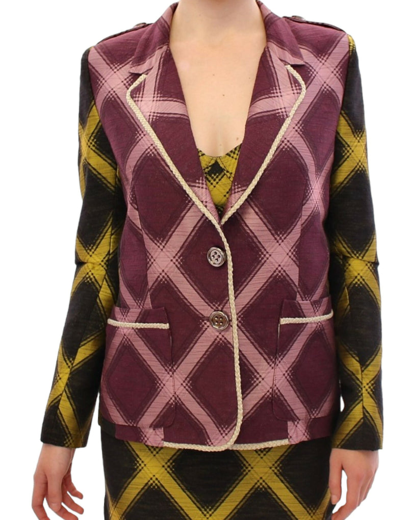 Veste blazer à carreaux violets de House of Holland