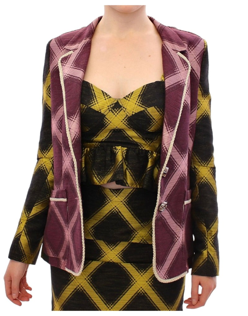 Veste blazer à carreaux violets de House of Holland