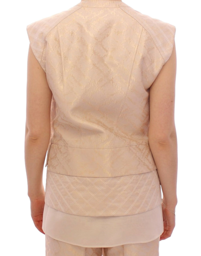 Veste sans manches en brocart beige de Zeyneptosun