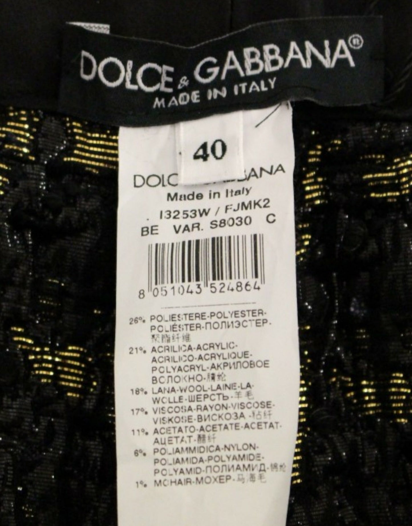Shorts pantalon en tissu noir Dolce & Gabbana