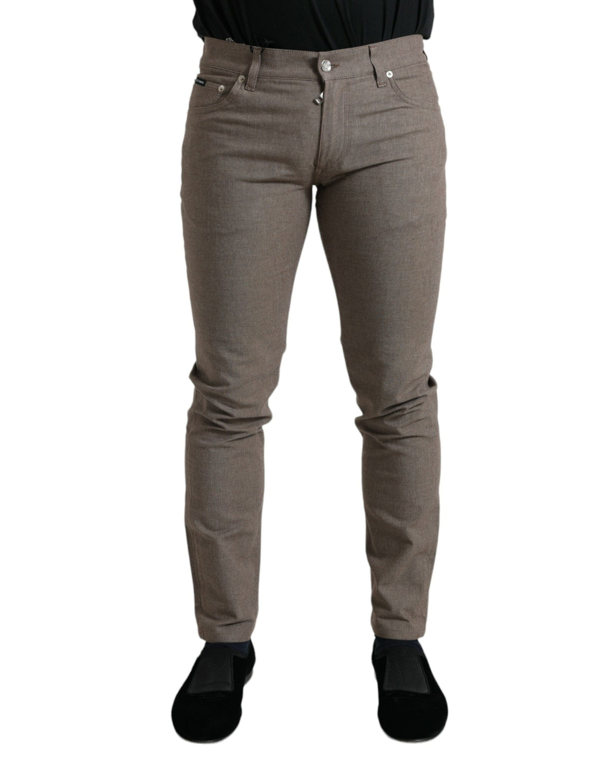 Pantalon homme slim en coton extensible marron Dolce &amp; Gabbana