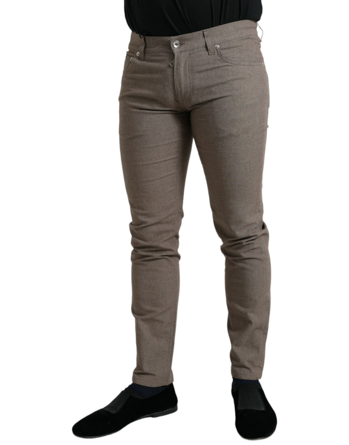 Pantalon homme slim en coton extensible marron Dolce &amp; Gabbana