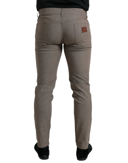 Pantalon homme slim en coton extensible marron Dolce &amp; Gabbana