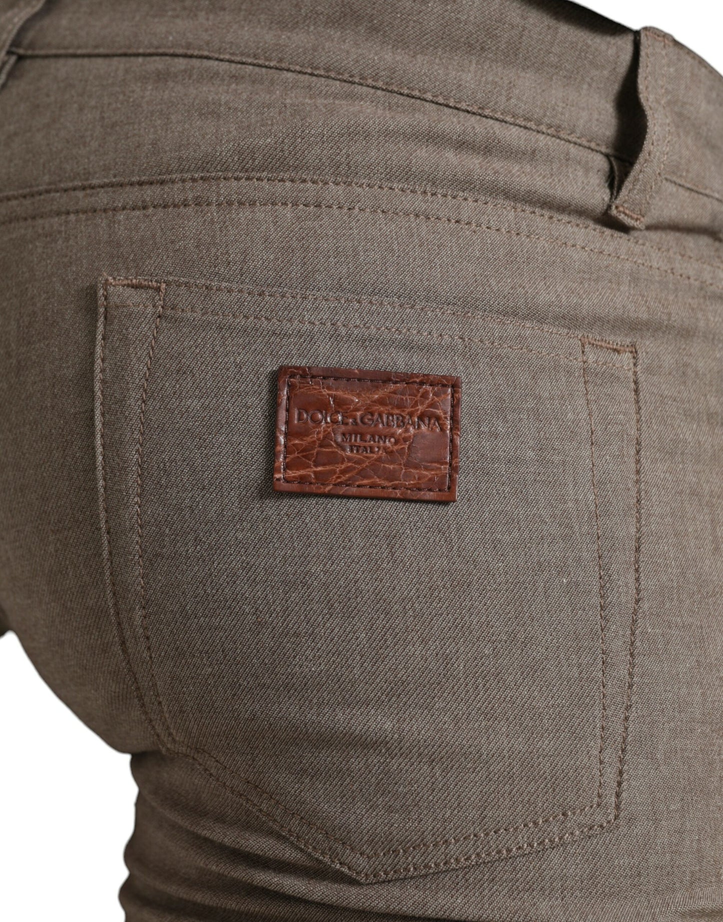 Pantalon homme slim en coton extensible marron Dolce &amp; Gabbana