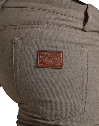 Pantalon homme slim en coton extensible marron Dolce &amp; Gabbana