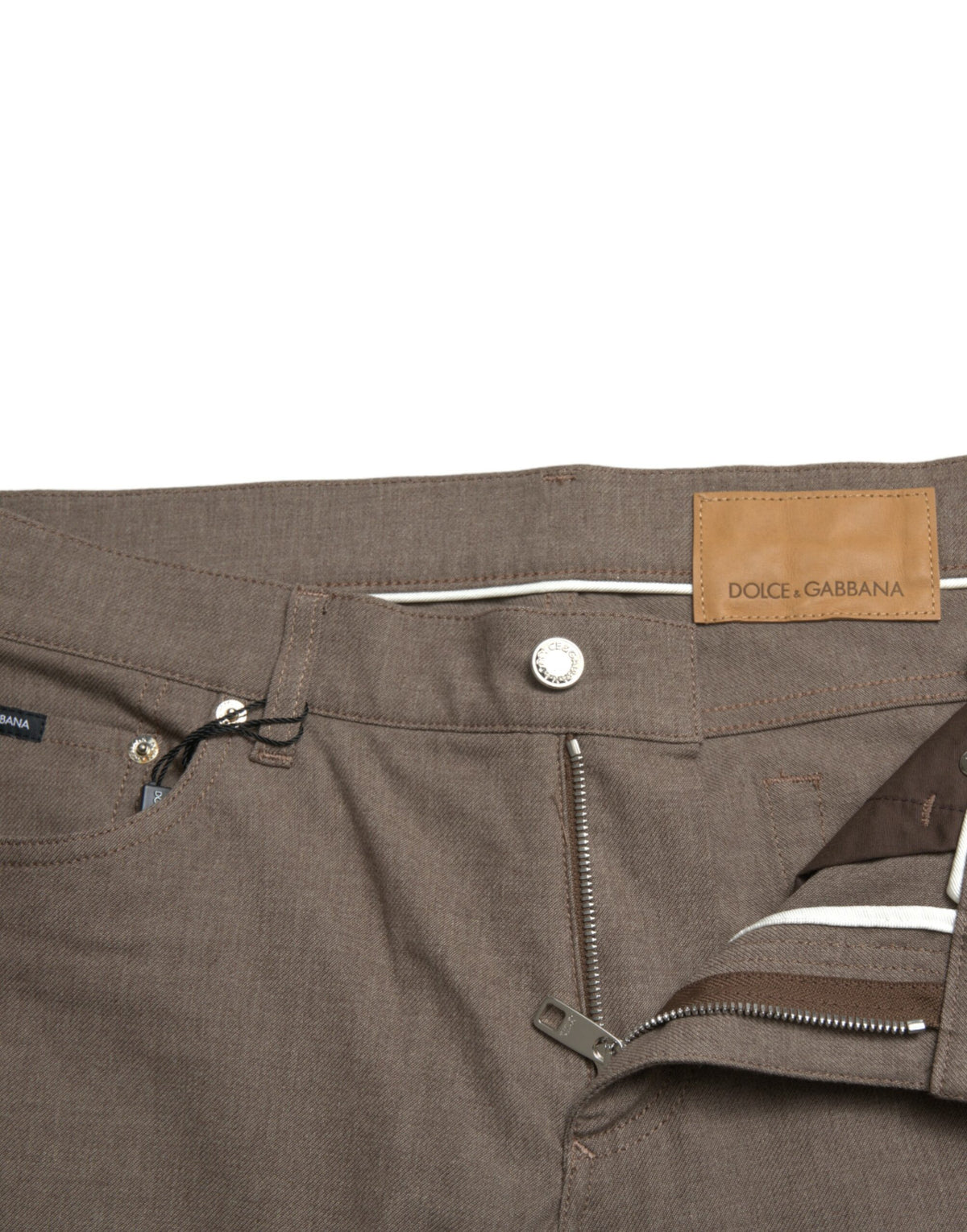 Pantalon homme slim en coton extensible marron Dolce &amp; Gabbana