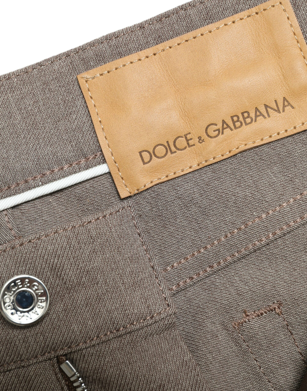 Pantalon homme slim en coton extensible marron Dolce &amp; Gabbana