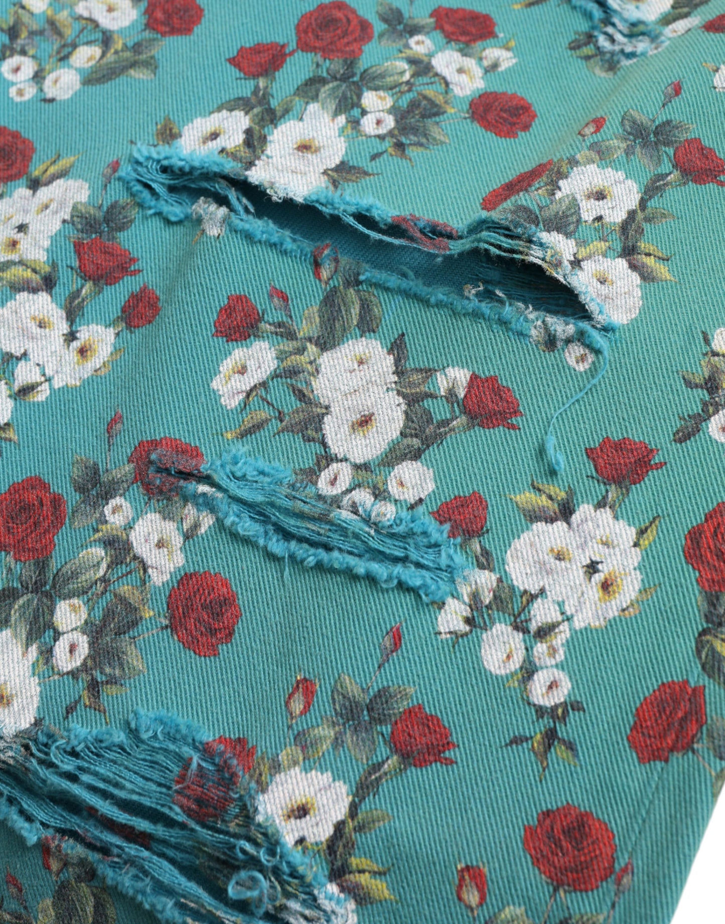 Dolce &amp; Gabbana Blauwe, bloemenprint, skinny spijkerbroek van katoen