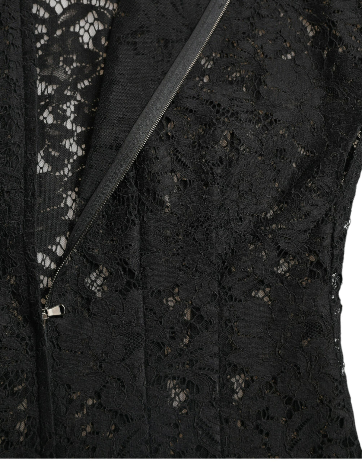 Robe Mini A-line en Dentelle Florale Noire Dolce & Gabbana