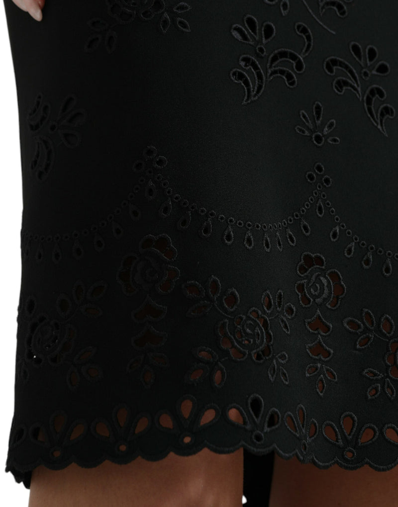 Robe Midi Bodycon en Dentelle Florale Noire Dolce & Gabbana