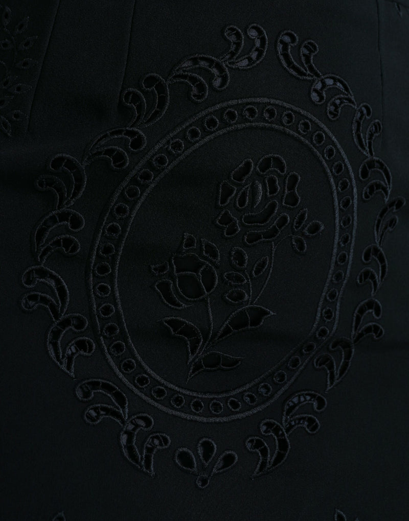 Robe Midi Bodycon en Dentelle Florale Noire Dolce & Gabbana