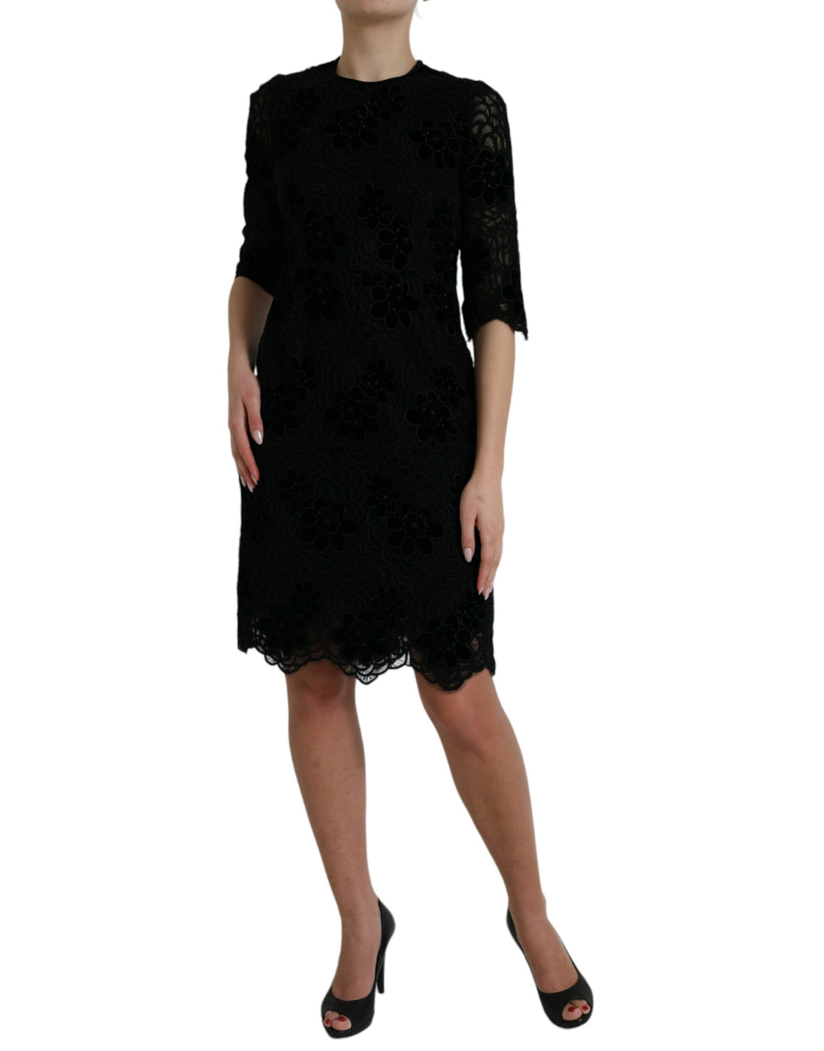 Dolce & Gabbana Black Floral Lace Bodycon Dress