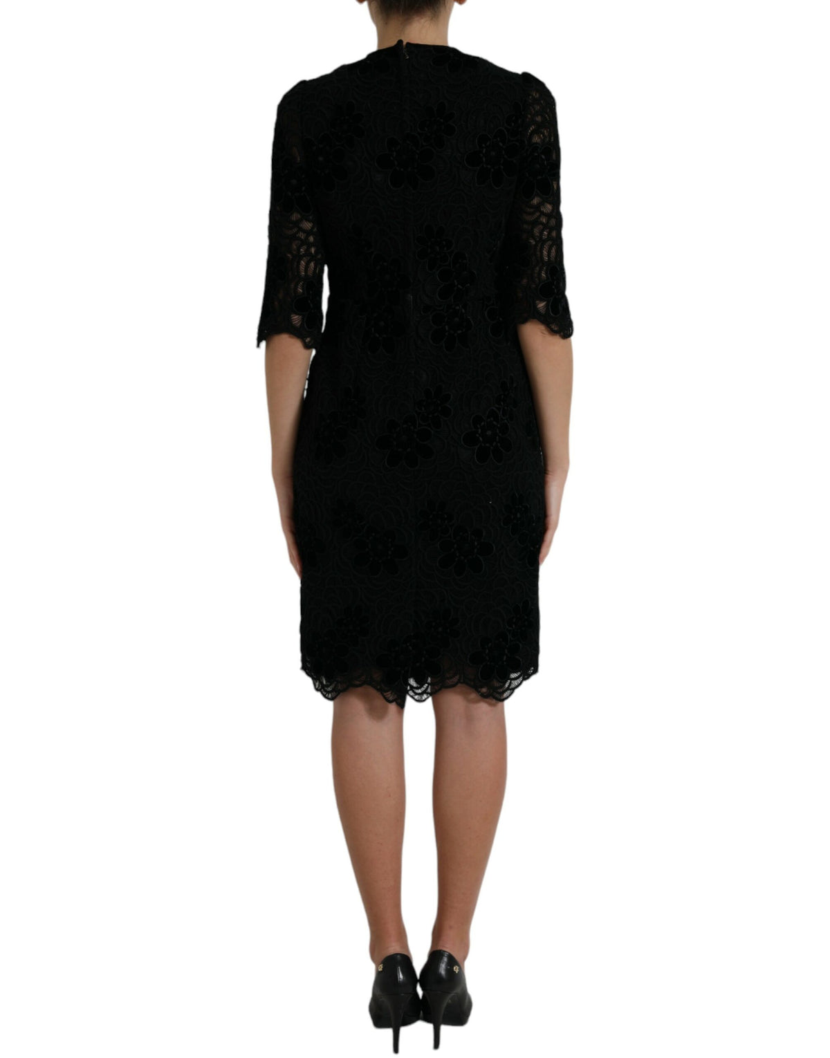 Dolce & Gabbana Black Floral Lace Bodycon Dress