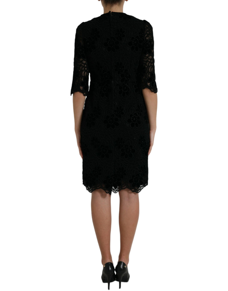 Dolce & Gabbana Robe Bodycon en Dentelle Florale Noire