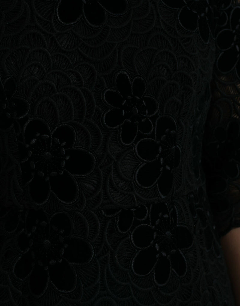 Dolce & Gabbana Robe Bodycon en Dentelle Florale Noire