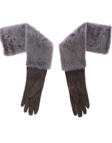 Gants Dolce &amp; Gabbana en cuir suédé et fourrure de vison gris