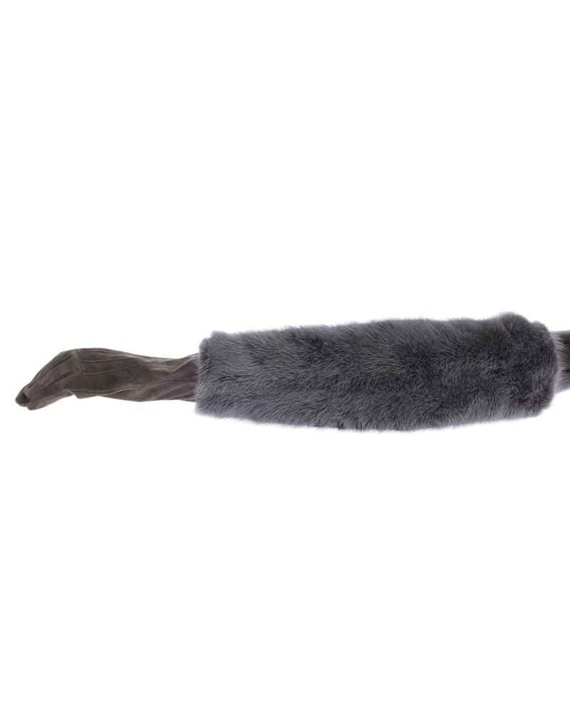 Gants Dolce &amp; Gabbana en cuir suédé et fourrure de vison gris