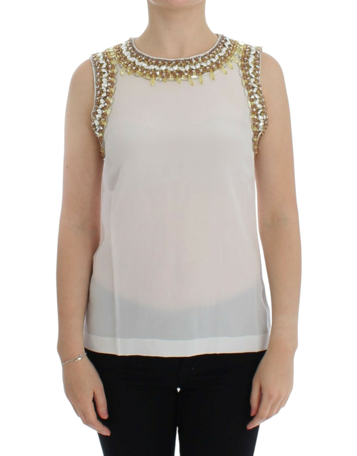 Débardeur blanc Dolce &amp; Gabbana orné de cristaux