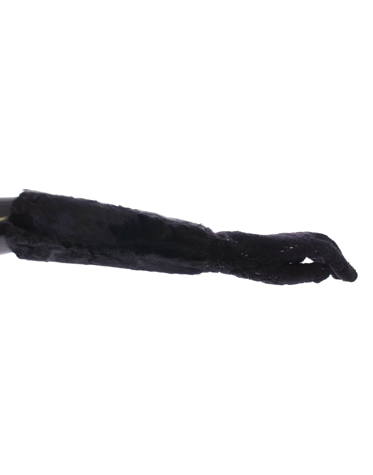 Gants de coude en laine et fourrure d'agneau noirs Dolce &amp; Gabbana