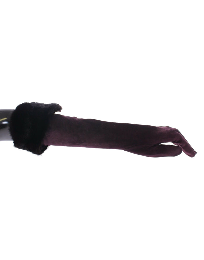 Gants Dolce &amp; Gabbana en fourrure de vison violet et cuir suédé de chèvre