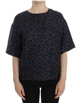 Blouse en soie Dolce &amp; Gabbana bleu or à imprimé de clefs