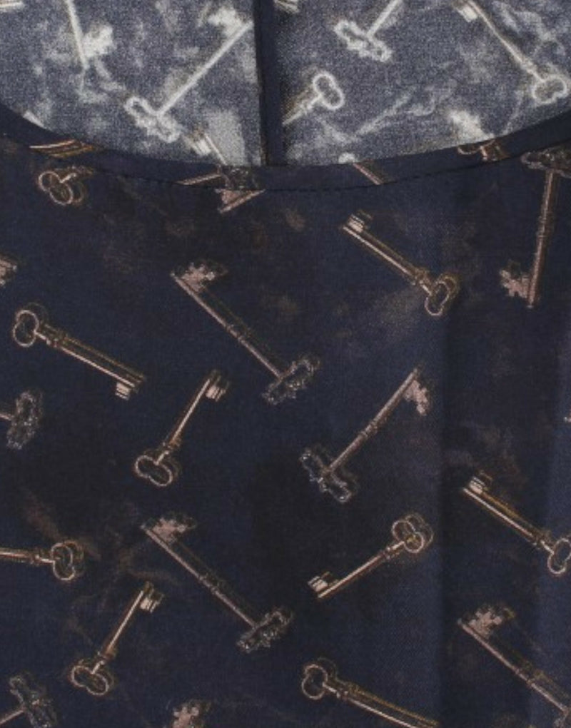 Blouse en soie Dolce &amp; Gabbana bleu or à imprimé de clefs
