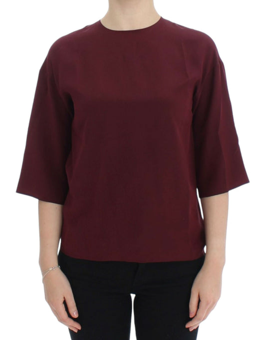 Dolce & Gabbana rode zijden blouse met 3/4 mouwen