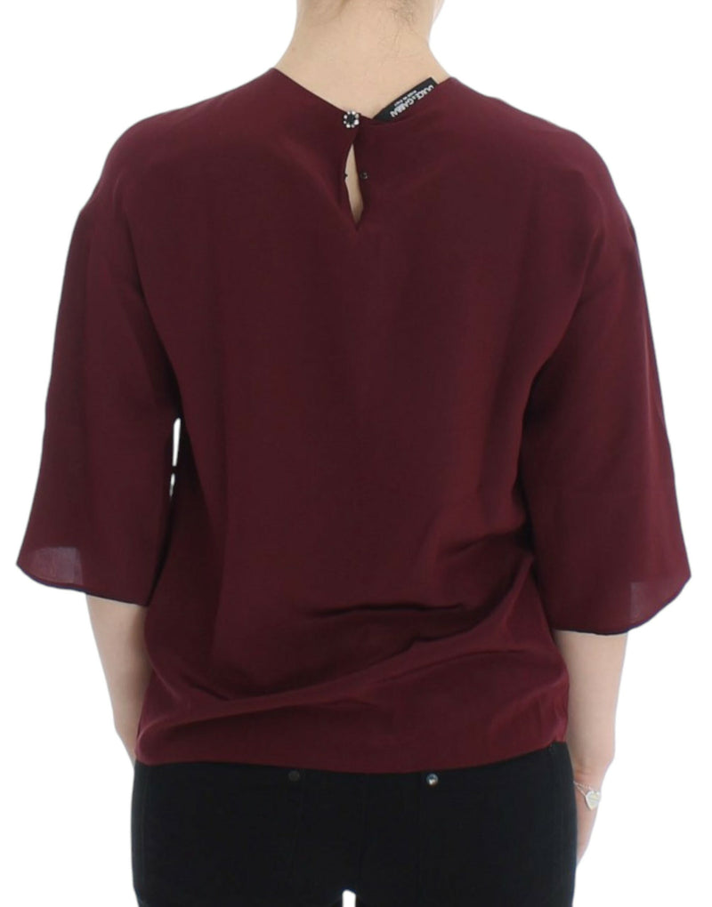 Blouse en soie rouge à manches 3/4 de Dolce &amp; Gabbana