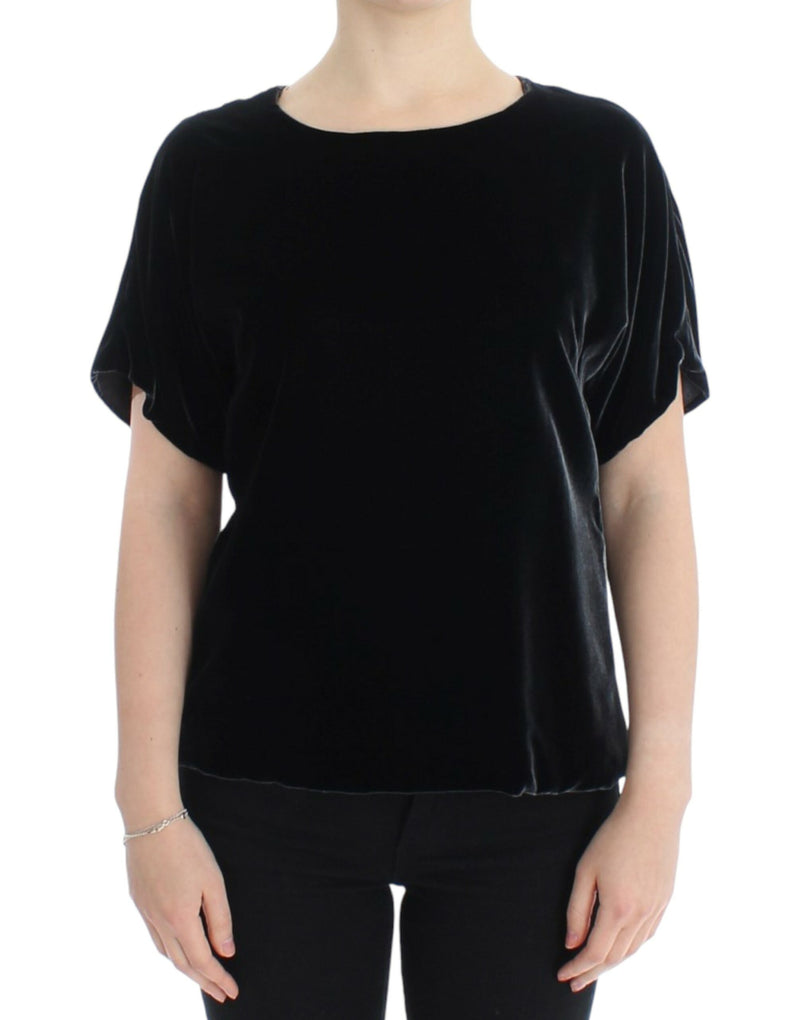 Blouse en velours noir à manches courtes de Dolce &amp; Gabbana