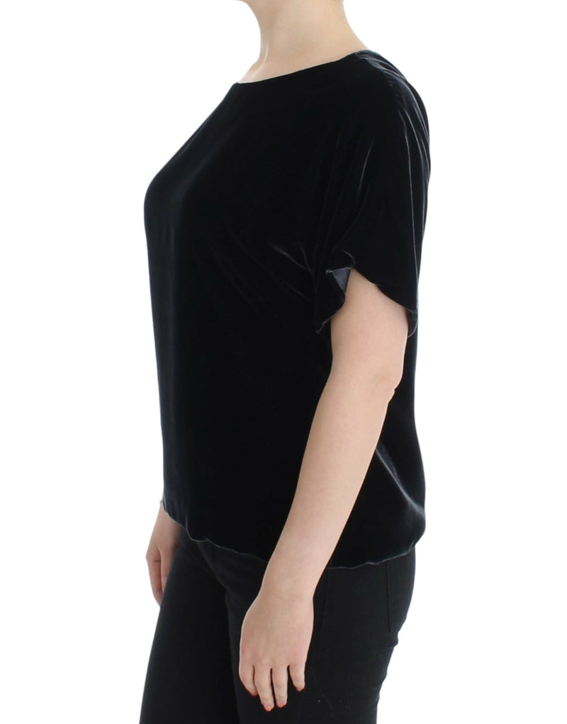 Blouse en velours noir à manches courtes de Dolce &amp; Gabbana