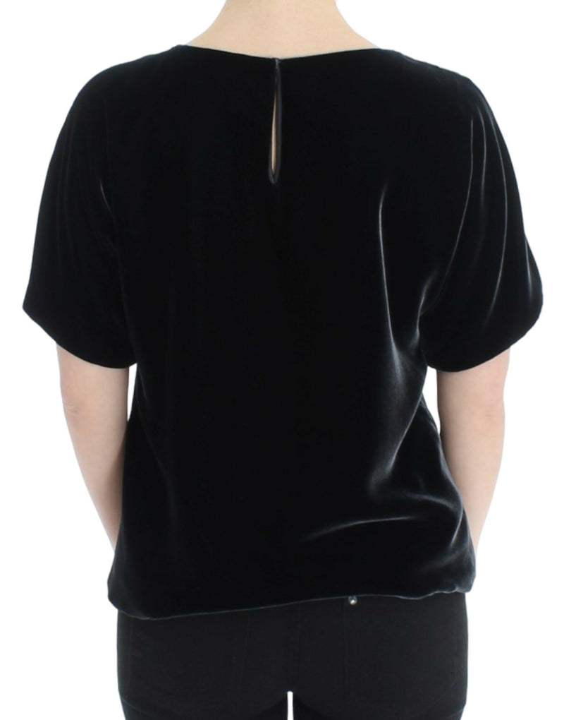 Blouse en velours noir à manches courtes de Dolce &amp; Gabbana