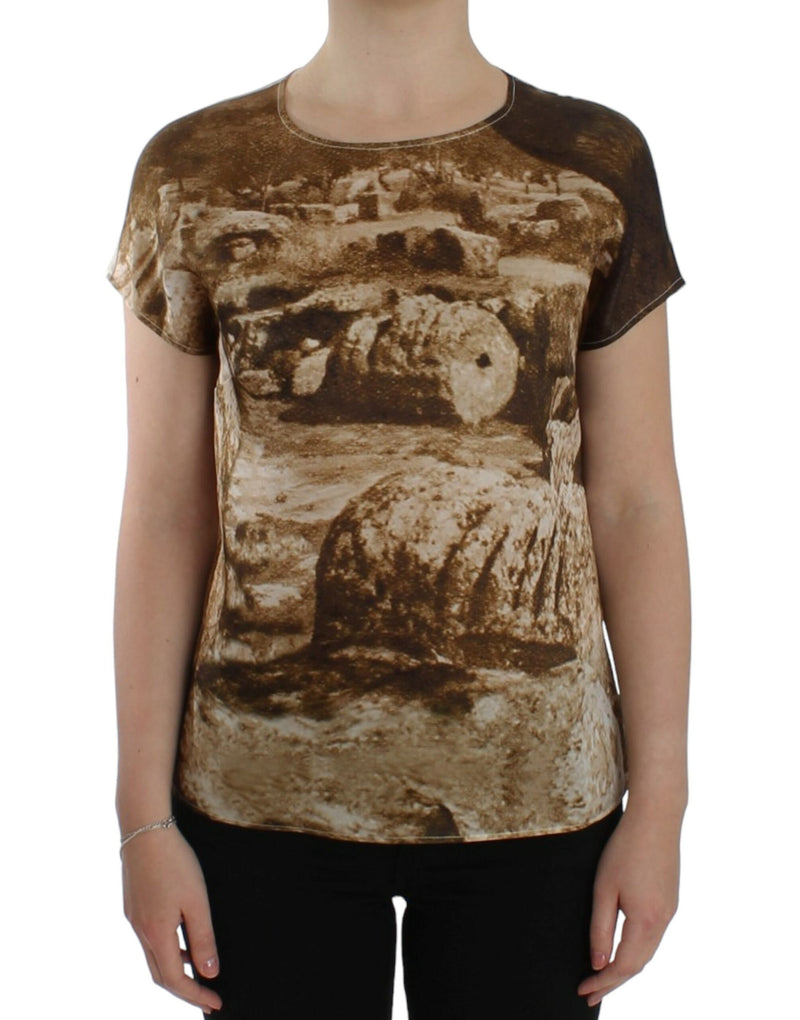 Blouse en soie Taormina marron de Dolce &amp; Gabbana