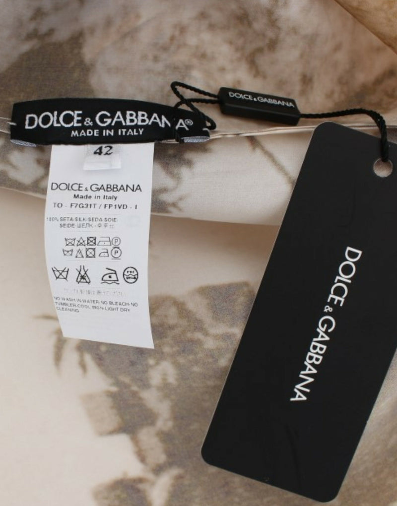 Blouse en soie Taormina marron de Dolce &amp; Gabbana