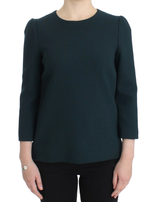 Dolce & Gabbana groene wollen blouse met 3/4 mouwen