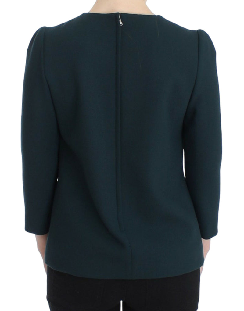 Blouse en laine à manches 3/4 verte de Dolce &amp; Gabbana