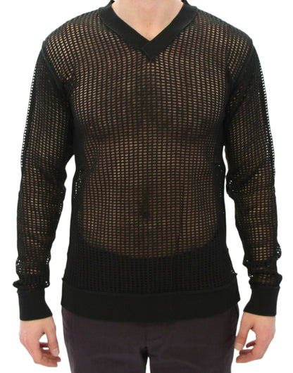 Pull en maille à mailles serrées vert foncé Dolce & Gabbana, vu sur le défilé.