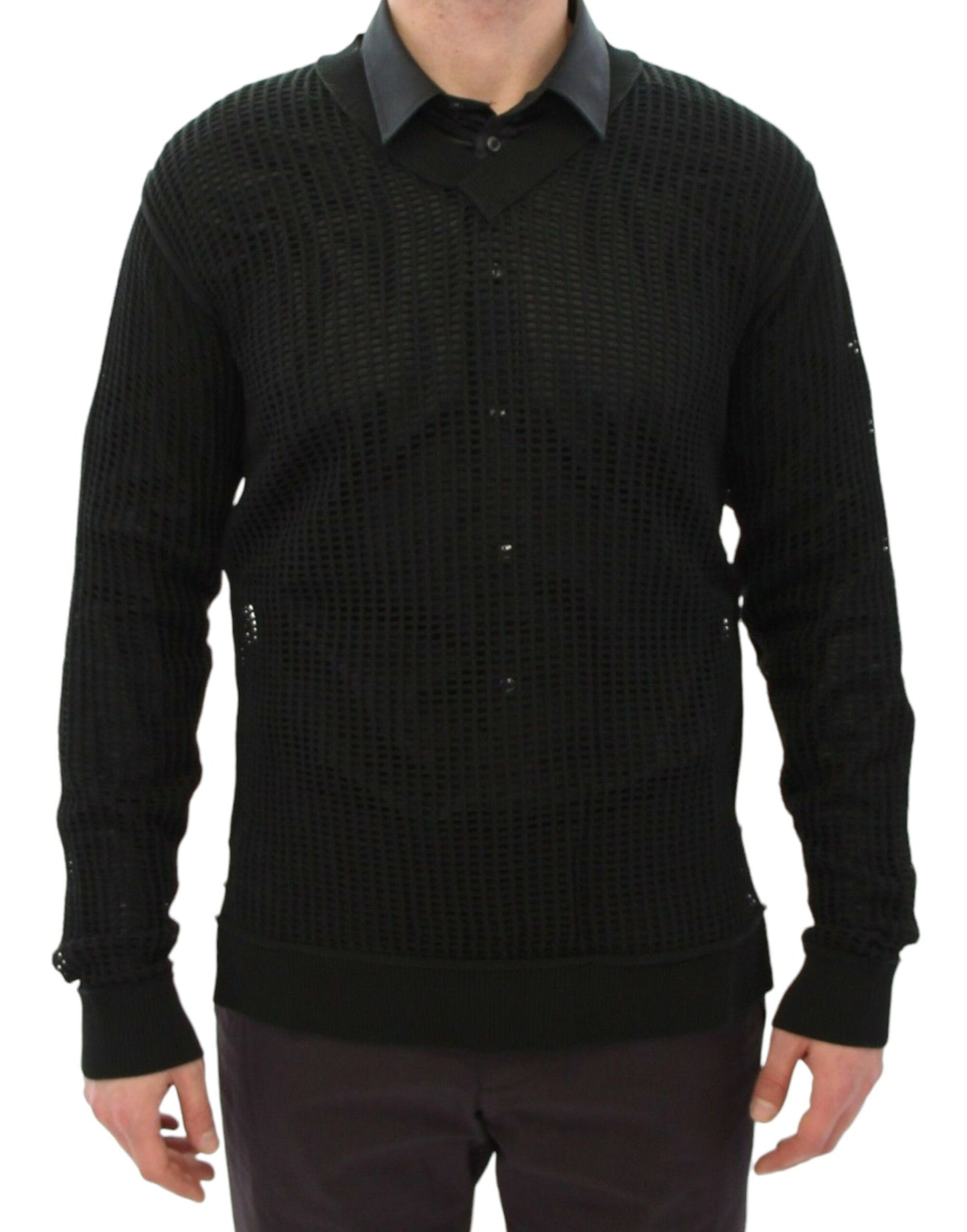 Pull en maille à mailles serrées vert foncé Dolce & Gabbana, vu sur le défilé.