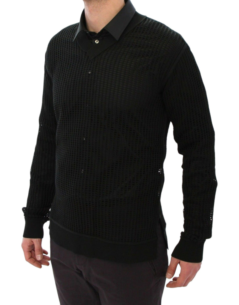 Dolce &amp; Gabbana donkergroene, gebreide runway-trui met gaaspatroon