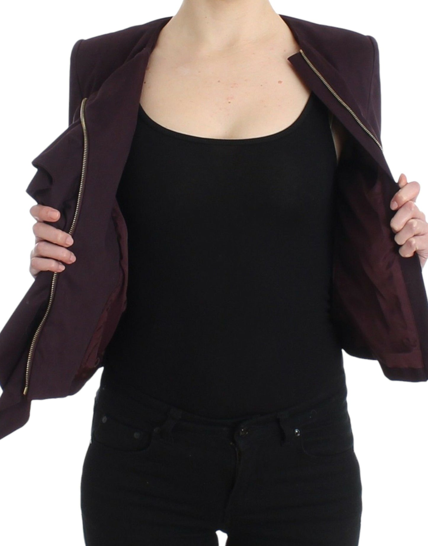 Blazer court violet à volants GF Ferre
