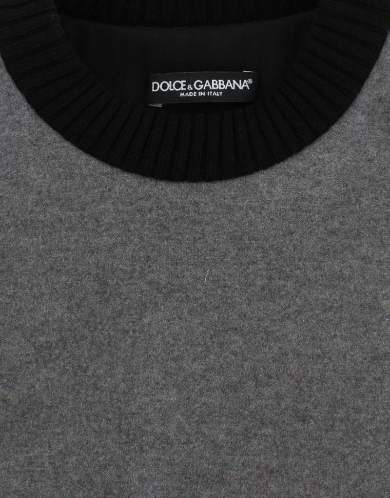 Pull en laine et cachemire gris et noir à dentelle Dolce &amp; Gabbana