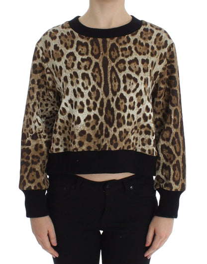Pull court à col rond à imprimé léopard Dolce & Gabbana