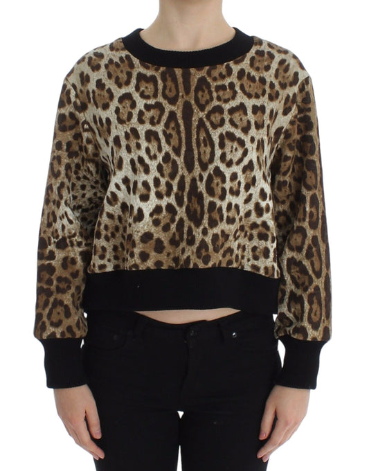 Pull court à col rond à imprimé léopard Dolce & Gabbana