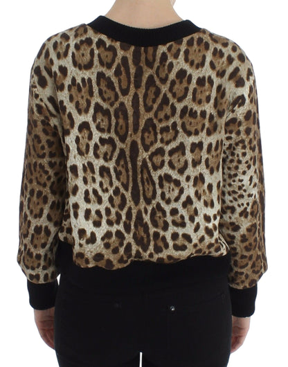 Pull court à col rond à imprimé léopard Dolce & Gabbana