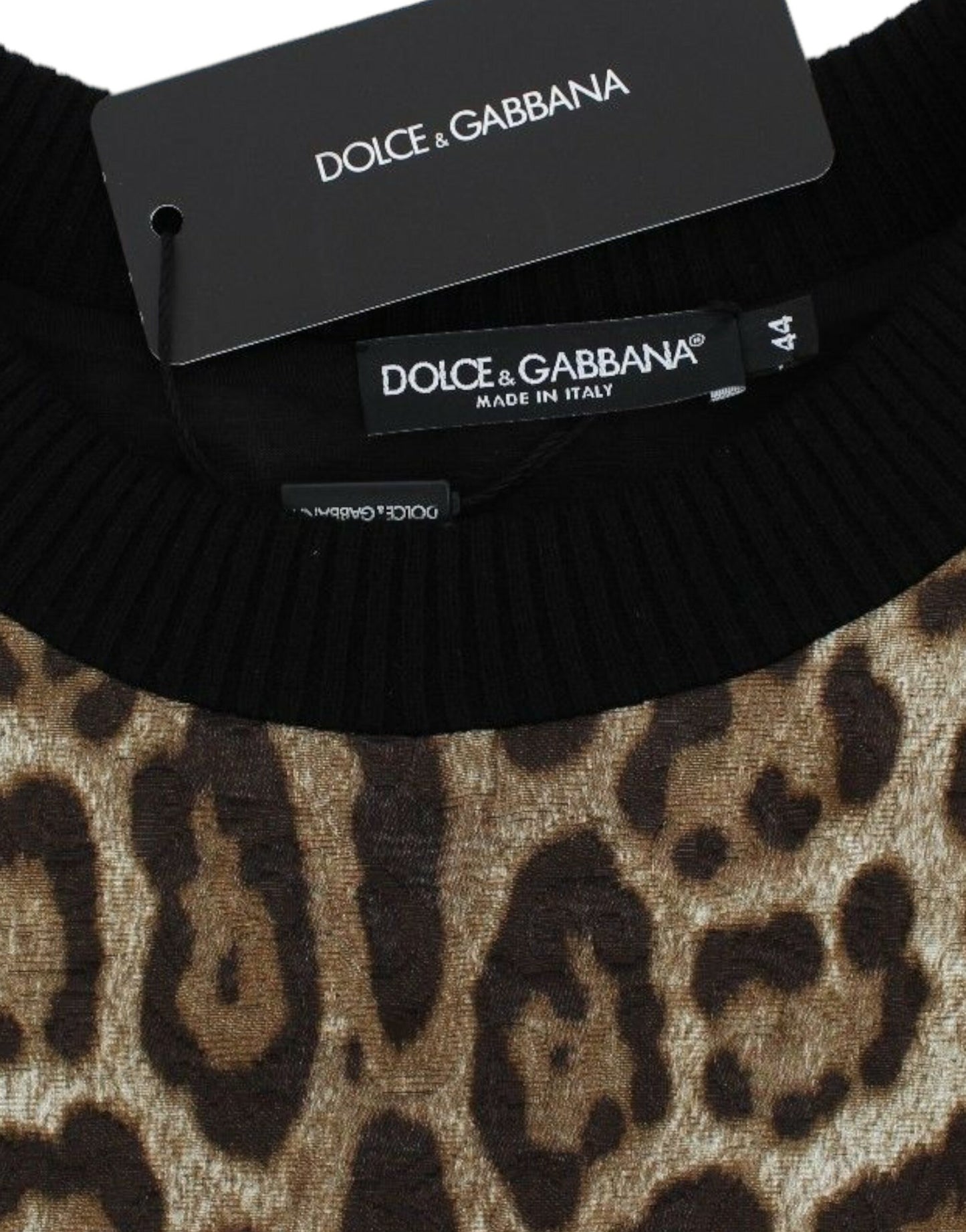 Pull court à col rond à imprimé léopard Dolce & Gabbana