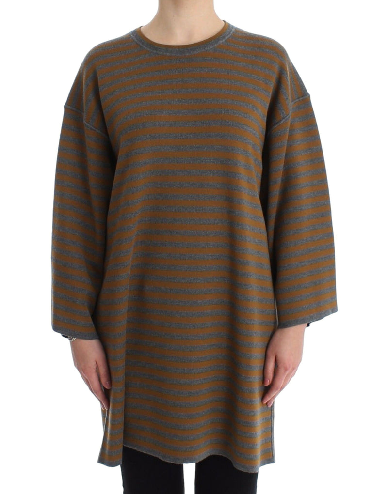 Pull oversize rayé gris et jaune Dolce &amp; Gabbana