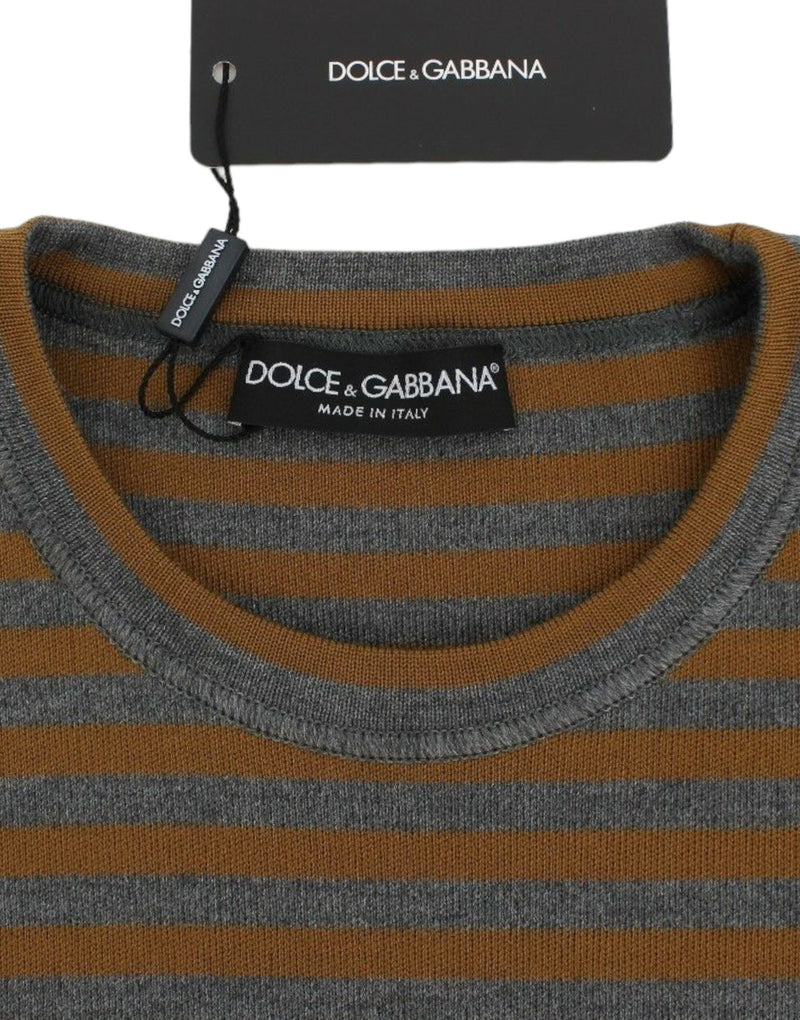 Pull oversize rayé gris et jaune Dolce &amp; Gabbana