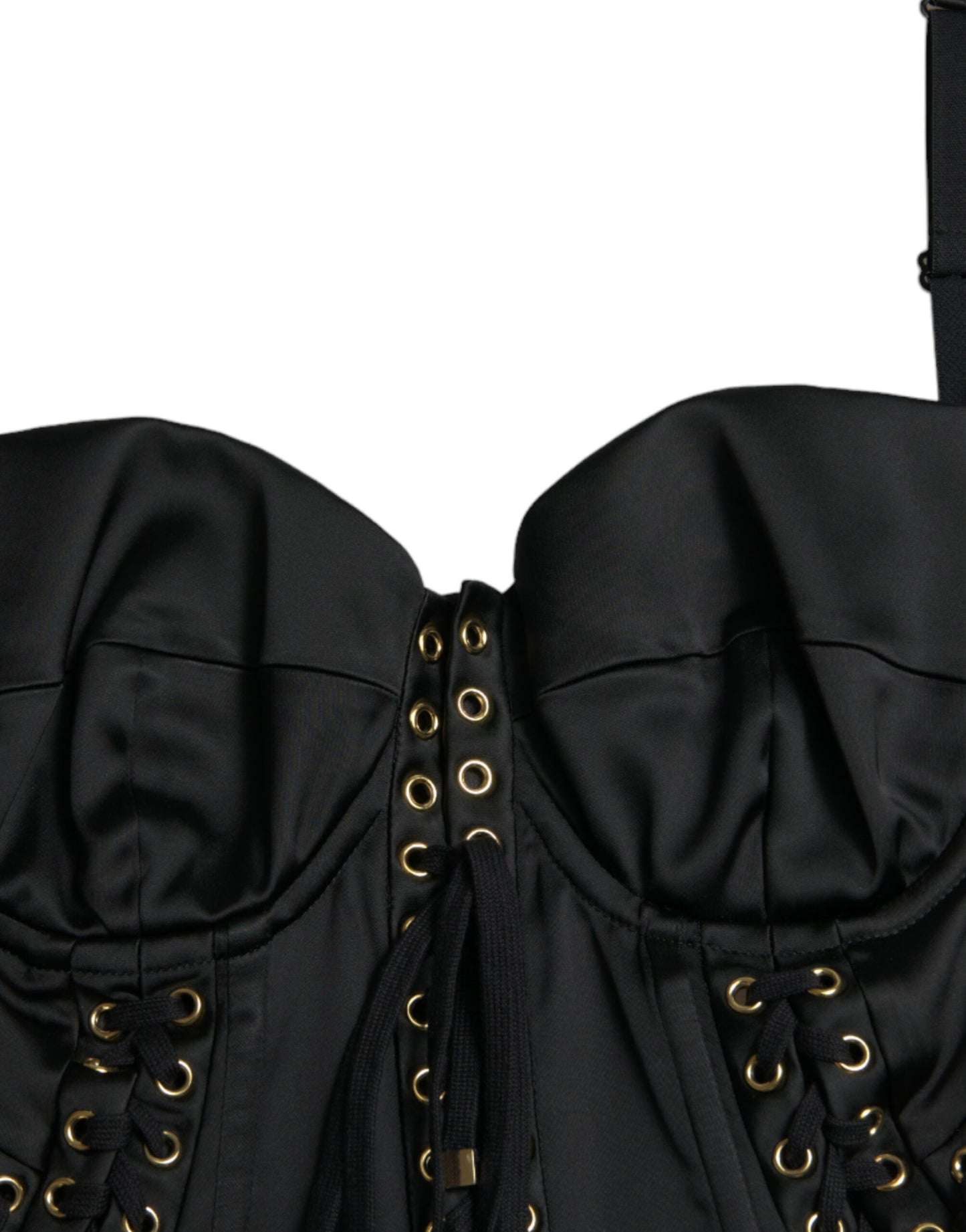 Robe midi moulante en dentelle à corset et bustier noir de Dolce & Gabbana