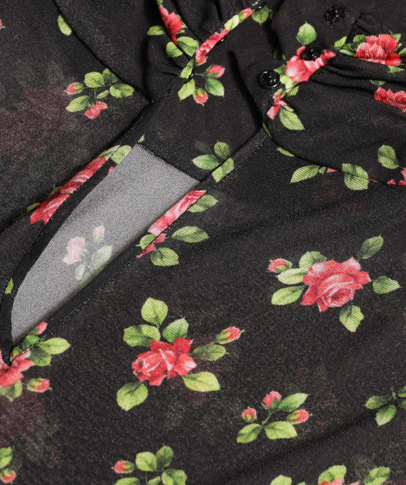 Robe Maxi Longue à Découpes Florales Noire Dolce & Gabbana