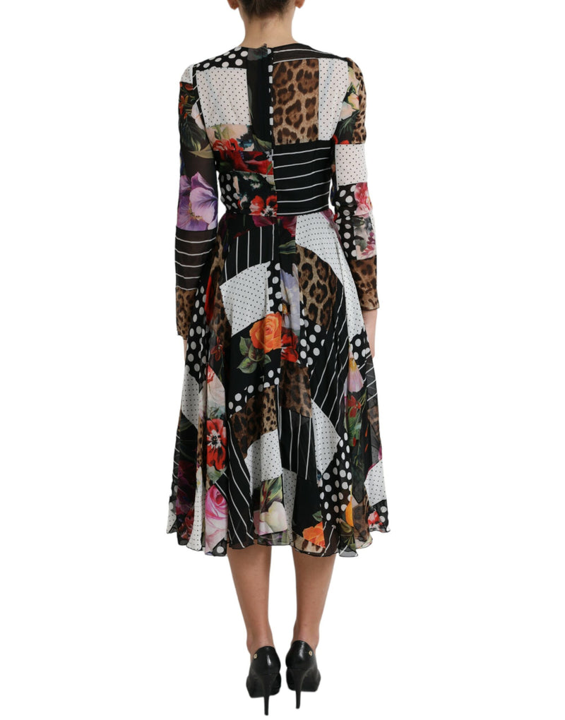 Robe Midi Patchwork Floral Léopard Multicolore Dolce & Gabbana